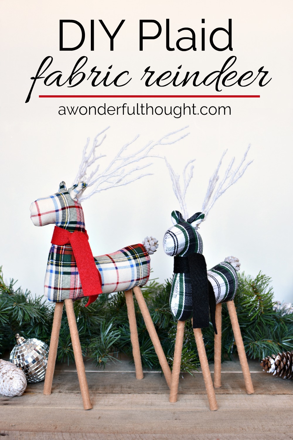 DIY Plaid Fabric Reindeer - A Wonderful Thought
