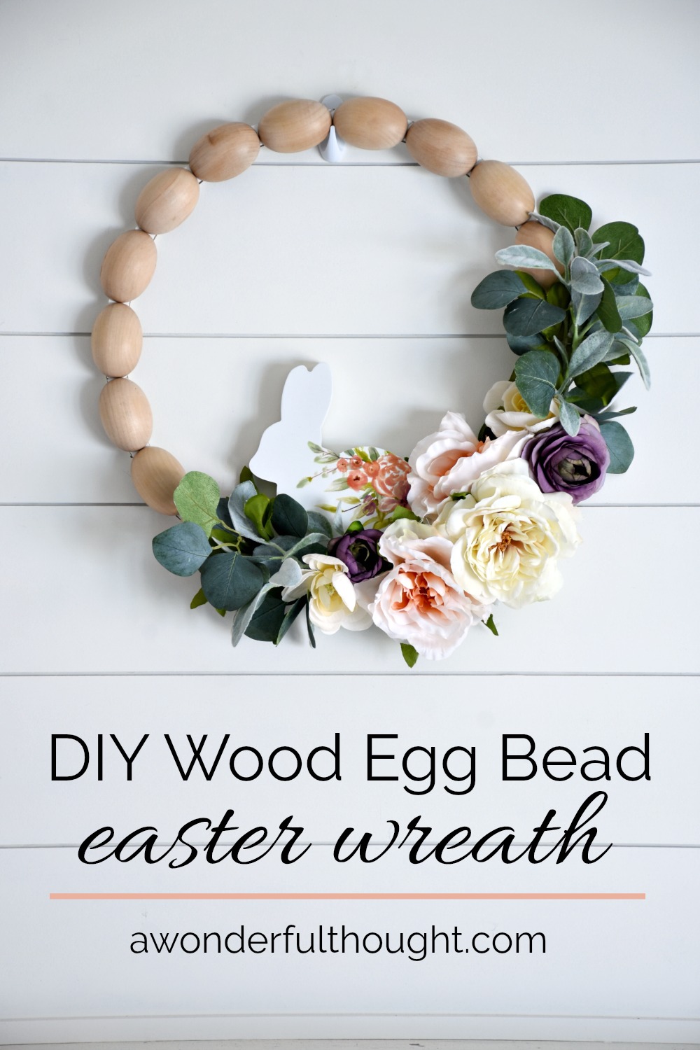 DIY Wood Egg Bead Easter Wreath - A Wonderful Thought